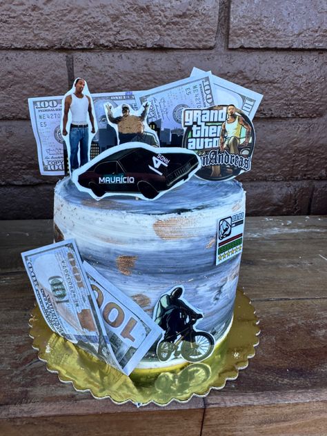 Gta cake Grand Theft Auto Cake, Gta Cake, Gta San Andreas, San Andreas, Grand Theft Auto, Themed Cakes, Fortnite, Birthday Cake, Candy