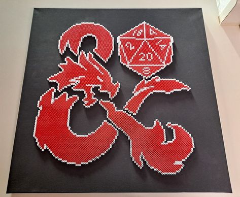 Hades Perler Beads, Perler Beads Dungeons And Dragons, Dnd Pearler Beads, Dungeons And Dragons Perler Beads, Dnd Perler Bead Patterns, Dnd Perler Beads, Bead Canvas Art, Dnd Pixel Art, Nerdy Perler Beads