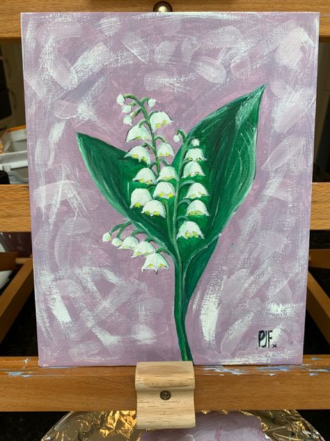 Acrylic on canvas by PJF Painting Ideas Leaves, Day Lily, Canvas Painting Ideas, Lily Of The Valley, The Valley, Acrylic On Canvas, Drawing Ideas, Painting Ideas, Mothers Day