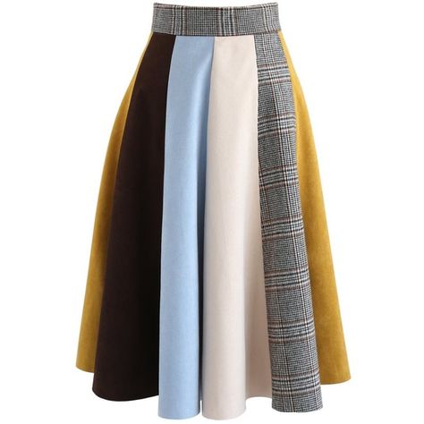 Chicwish Polychrome Faux Suede Panelled A-Line Skirt in Mustard (€37) ❤ liked on Polyvore featuring skirts, yellow, floral print a-line skirt, knee length a line skirt, color block skirts, chicwish skirts and crop skirt Paneled Skirt Pattern, Mustard Yellow Skirts, Knee Length Tulle Skirt, Blue Tulle Skirt, Chicwish Skirt, Navy Midi Skirt, Mustard Skirt, Colour Blocking Fashion, Cocktail Skirts