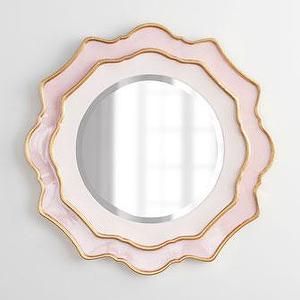 Mirrors - Rosemeade Mirror I Horchow - pink and gold mirror, pink scalloped mirror, pink and gold scalloped mirror, Pink Mirror, Girls Bathroom, Mirror Mirror On The Wall, Big Girl Rooms, Round Wall Mirror, Mirror On The Wall, Beveled Mirror, Baby Girl Nursery