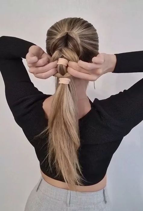 Loop Through Ponytail, Easy Style Long Hair, Easy Long Hair Braids Simple, Easy Low Side Pony Hairstyles, Cute Things To Do With Your Ponytail, Plaited Ponytail Hairstyles, Easy Fun Ponytails, How To Dutch Braid Into Ponytail, Easy Hairstyles For Long Hair With Braid