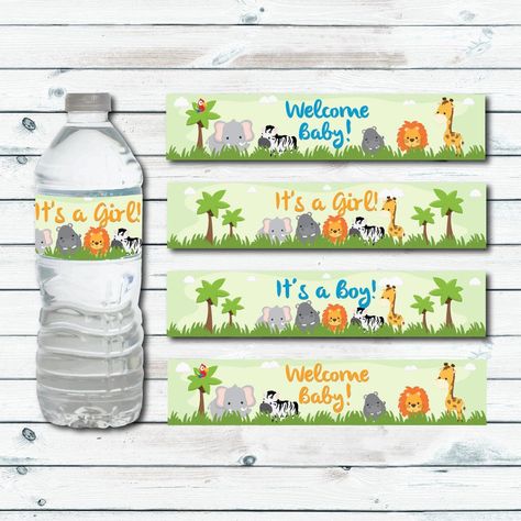 40 Printable Water Bottle Labels | Desalas Template Safari Water Bottle Labels, Pink Princess Baby Shower, Water Bottle Labels Free, Printable Water Bottle Labels, Baby Shower Water Bottles, Bottle Labels Printable, Water Bottle Labels Template, Baby Shower Labels, Bottle Label Template