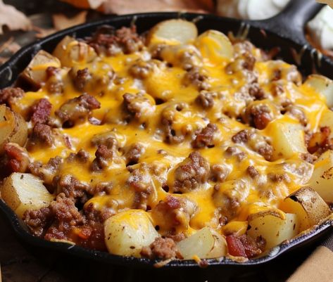 Rustic Campfire Beef And Potato Casserole, Beef And Potato Casserole, Potatoes Casserole, Leftover Casserole, Campfire Recipes, Cream Of Potato Soup, Rustic Recipes, Yellow Potatoes, Beef And Potatoes