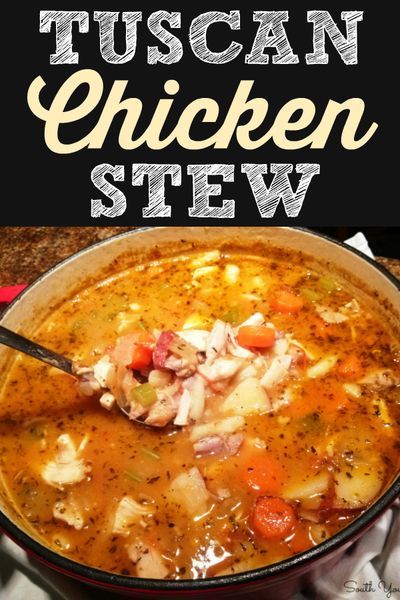 A hearty country Italian chicken stew recipe with white beans and red potatoes. Tuscan Chicken Stew, Mouth Chicken, Chicken Stew Recipe, White Bean Recipes, Vegetable Soup With Chicken, Stew Chicken Recipe, Tuscan Chicken, Italian Chicken, Stew Recipe