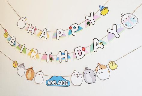 Molang Birthday, Molang And Piu Piu, Sesame Street Signs, Elmo And Friends, Cookie Monster Party, Pokemon Birthday Party, Birthday Garland, Birthday Centerpieces, Pokemon Birthday