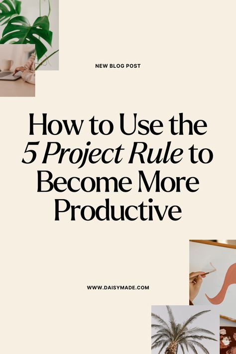 The 5 project rule is a productivity hack you can try out in your life and business. Learn how to manage multiple projects at once. Productivity tips for small businesses. Small Business Project Management, Business Productivity, Managing Multiple Projects, Productivity Tips, Time Management Strategies, Productivity Tools, Digital Organization, Focus On What Matters, Productivity Hacks