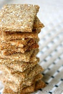 homemade whole grain crackers Whole Grain Crackers, Sesame Crackers, Grain Crackers, Savoury Treats, Healthy Crackers, Wheat Crackers, Crackers Recipe, Wheat Thins, Homemade Crackers