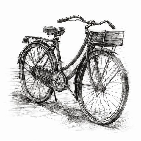 Bycicle Drawings, Bike Art Drawing, Drawing Bicycle, Drawing Bike, Vintage Bicycle Art, Bicycle Sketch, Portfolio Drawings, Practice Sketches, Pinup Drawing