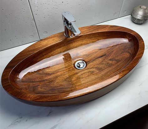 Wooden Bathroom Sink, Wooden Sinks Bathroom, Wood Sink Bathroom, Wooden Basin, Wooden Sink, Bath Sink, Wood Sink, Washbasin Design, Wood Bath