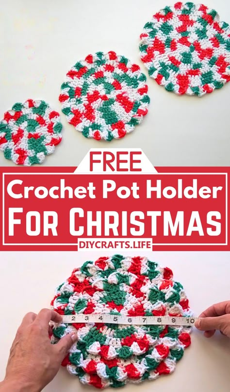 35 Free Crochet Potholder Patterns For Kitchen Use - DIY Crafts Christmas Crochet Pot Holders, Crochet Potholders Christmas, Christmas Coasters Crochet Free Pattern, Free Crochet Potholder Patterns, Potholder Patterns Free, Pot Holder Crafts, Crochet Christmas Lights, Potholders Crochet, Winter Crochet Patterns