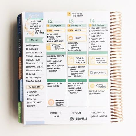 sarahboparah: Midweek in my Erin Condren Life Planner #ECLP College Meal Planning, Erin Condren Planner Ideas, School Organization College, Erin Condren Monthly Planner, College Meal, Organization College, Life Planner Organization, Diy Organizer, Planner Writing