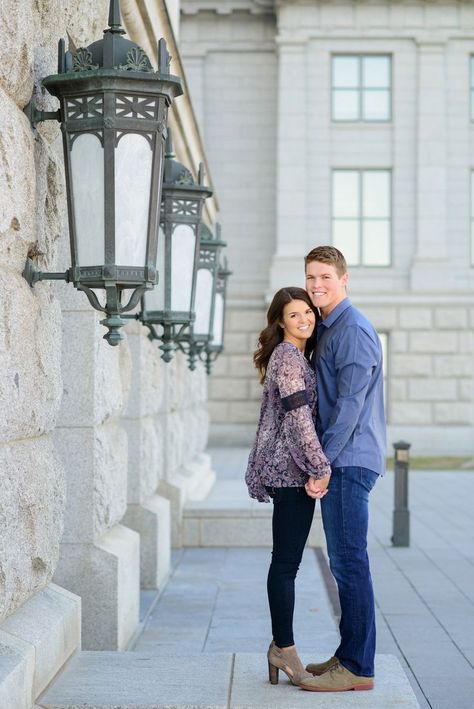 Building Engagement Photos, Utah State Capitol, Engagement Pose, Black And White Couples, Fun Engagement Photos, Utah Wedding Photography, Couple Engagement Pictures, Utah Bride, State Capital