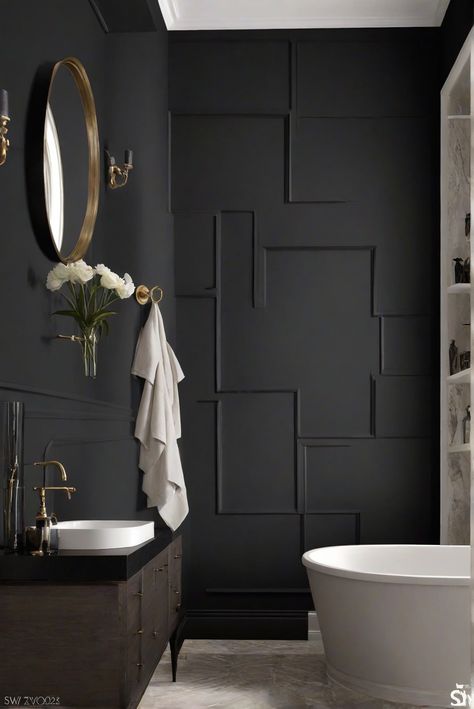 home decor interior design,space planning,interior design space planning,living room interior Black Paint For Bathroom Walls, Black Walls In Bathroom, Black Bathroom Walls, When Your Heart Hurts, Color Bathroom, Paint Guide, Bathroom Walls, Paint Shades, Bathroom Colors