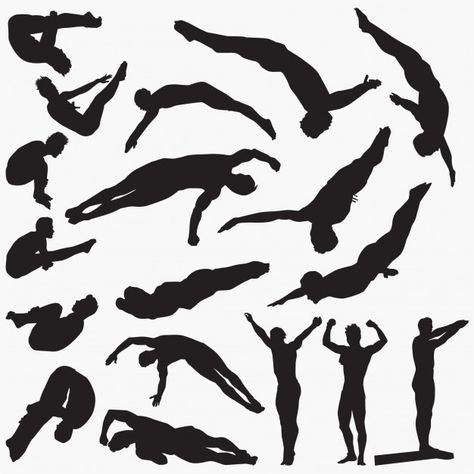 Diving Silhouette, Sports Silhouettes, Body Png, Anatomy Artwork, Person Png, Swimming Pictures, Vector Girl, Cut Out People, Woman Vector