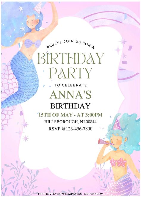 Nice (Free Editable PDF) Beautiful Watercolor Mermaid Birthday Invitation Templates If you have good eyesight and an appreciation for the arts, you might experience disappointment when something that you expected to produce a greater outcome instead produced a decent or even subpar o... Good Eyesight, Anna Birthday, Watercolor Mermaid, Mermaid Invitations, Free Printable Birthday Invitations, Mermaid Birthday Invitations, Free Invitation Templates, Printable Birthday Invitations, Beautiful Watercolor