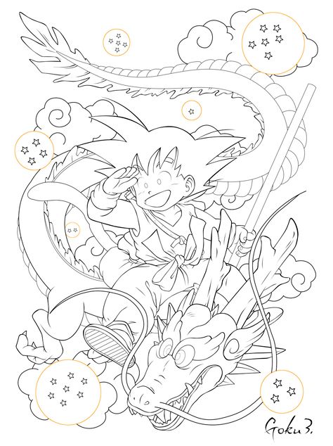 Dbz Drawings, Dragon Ball Tattoo, Anime Lineart, Ball Drawing, Dragon Ball Painting, Dragon Ball Image, Dragon Ball Artwork, Disney Coloring Pages, Dragon Ball Gt