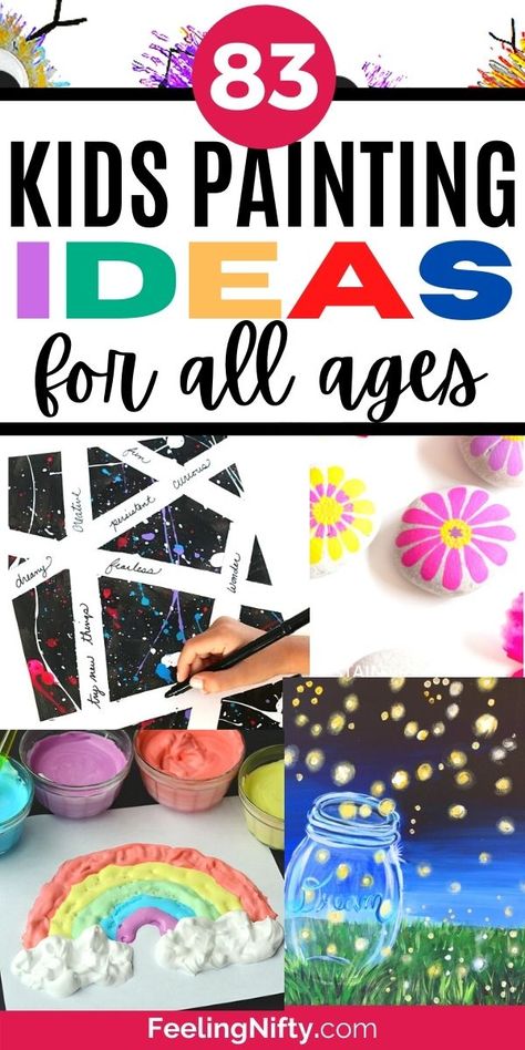 83 Easy-Peasy Painting Ideas For Kids That Are Fun and Creative! Painting Ideas For 1st Grade, Craft Ideas For School Age Kids, Canvas Art Preschool Class Projects, Quick Easy Art Ideas, Art Activities For School Age Children, Feel Good Paintings, Easy Painting Class Ideas, Easy Toddler Painting Ideas, Easy Paint Crafts For Kids