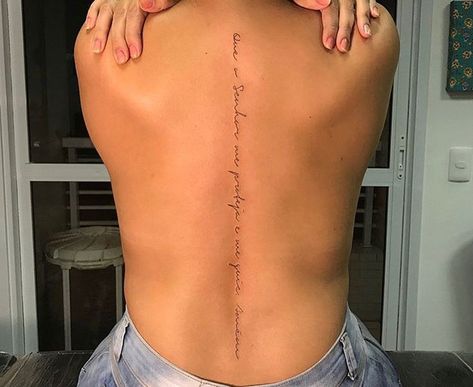 Girl Spine Tattoos, Writing Tattoos, Small Girl Tattoos, Spine Tattoos For Women, Stylist Tattoos, Classy Tattoos, Discreet Tattoos, Subtle Tattoos, Spine Tattoos