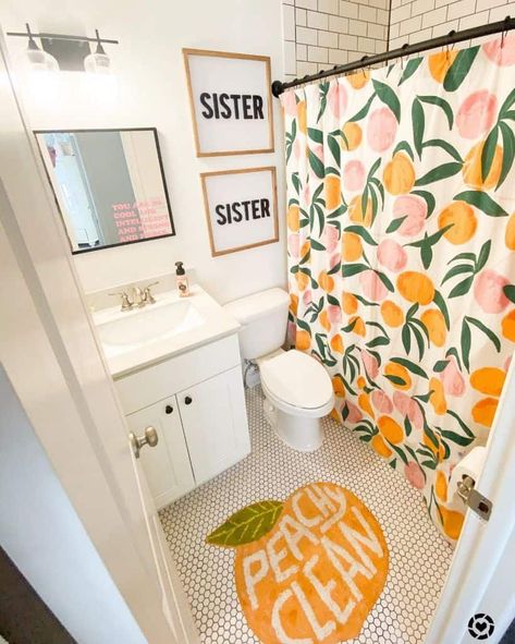 Bathroom Ideas For Kids, Toddler Bathroom, Kids Bathroom Makeover, Girl Bathroom Decor, Peach Bathroom, Teen Bathrooms, Girly Bathroom, Urban Outfitters Home, Girl Bathrooms