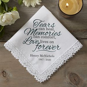 Personalized Handkerchiefs | Personalization Mall Vintage Handkerchiefs Crafts, Sentimental Quotes, Personalized Crochet, Personalized Handkerchiefs, Loving Parents, Personalization Mall, Personalized Memorial Gifts, Embroidered Handkerchief, Crochet Wedding