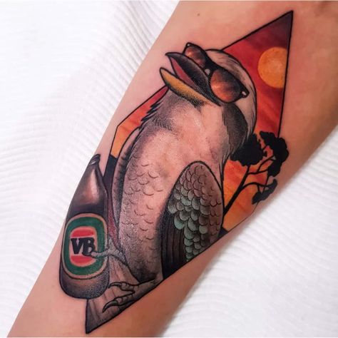 Who love VB? Kookaburra smashin a stubby. @dreadarlingtattoo . 👉  Follow @tattooconnect for awesome tattoos designs 📷 by Australian artists only . -----------------++++------------- To get feature use one of the following  methods 👉  Tag us in your picture 👉  Mentions @tattooconnect in your caption 👉  Use #tattooconnectau -----------------++++------------- . #tattooartist #australiantattoo #kookaburratattoo #vb #vbtattoo #victoriabitter #illustrationtattoo #birdtattoo Kookaburra Tattoo, Australian Tattoo, Awesome Tattoos, Tattoos Designs, Birds Tattoo, Australian Artists, Tattoo Artist, Cool Tattoos, Portrait Tattoo