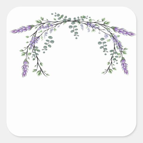 Lavender and Eucalyptus Square Sticker | Zazzle Lavender Chalkboard Art, Lavender Border Design, Lavender Doodle, Lavender Border, Lavender Crafts, Lavender Tattoo, Watercolor Border, Cool Illusions, Bullet Journal Banner