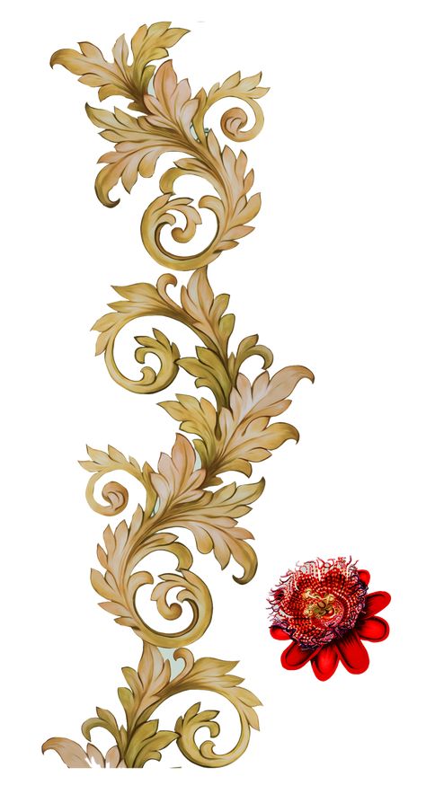 Ornament Drawing Design, Drawing Design Ideas, Flower Pattern Drawing, Mughal Art Paintings, Flower Step By Step, Baroque Painting, Botanical Flower Art, Ornament Drawing, Baroque Frames