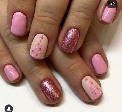 Pink Nails Christmas Short, Pink Xmas Nails Short, Pink Christmas Nail Designs Short, Pink Santa Nails, Short Christmas Nails Pink, Christmas Nails Shellac Short, Pink Holiday Nails Short, Christmas Nails Pink Short, Pink Nutcracker Nails