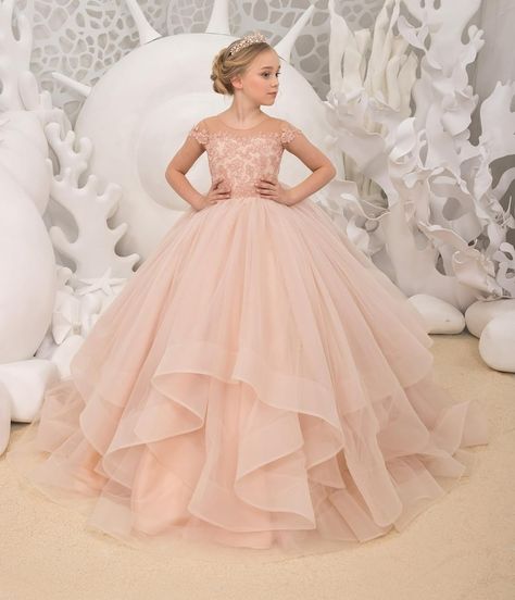 Amazon.com: PAVERJER Lace Appliques Tulle Flower Girl Dresses for Wedding Ruffle Pageant Princess Dress Long Ball Gown: Clothing, Shoes & Jewelry Gaun Tulle, Cute Prom Dress, Green Flower Girl Dresses, Prom Dress Tulle, Blush Flower Girl Dresses, Wedding Party Bridesmaid, Pink Flower Girl Dresses, Kids Gown, Dress Tulle