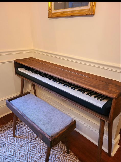 Bedroom Recording Studio, Diy Piano, Modern Piano, Piano Living Rooms, Piano Table, Piano Stand, Piano Desk, Keyboard Stand, Piano Bench