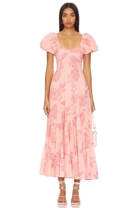 Free People MAXIVESTIDO FREE PEOPLE SUNDRENCHED en Pinky Combo | REVOLVE Cute Church Dresses, Modesty Journey, Bridesmaid Dress Color Schemes, Sunday Attire, Moh Dress, Free People Short, Pink Floral Maxi Dress, Bridal Shower Outfit, Mixed Prints