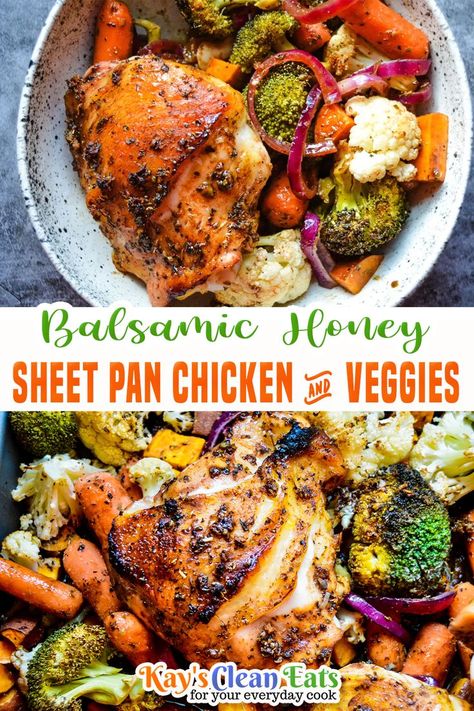 Sheet Pan Chicken And Veggies, Pan Chicken And Veggies, Pan Man, Honey Balsamic Chicken, Sheet Pan Meals, Fun Meals, Chicken And Veggies, Chicken Veggies, Sheet Pan Chicken