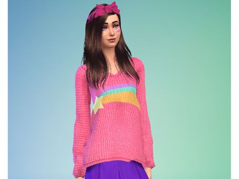 Mabel Pines Sweaters, Mabel Sweater, Open Shoulder Blouse, Mabel Pines, Lace Corset Top, Sheer Bra, Star Sweater, Sims 4 Cc, Maxis Match