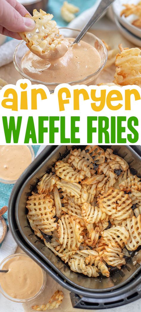 Homemade Waffle Fries, Air Fryer Waffle Fries, Fries In The Air Fryer, Homemade Waffle, Mustard Bbq Sauce, Air Fryer French Fries, How To Make Waffles, Crispy Waffle, Frozen Waffles