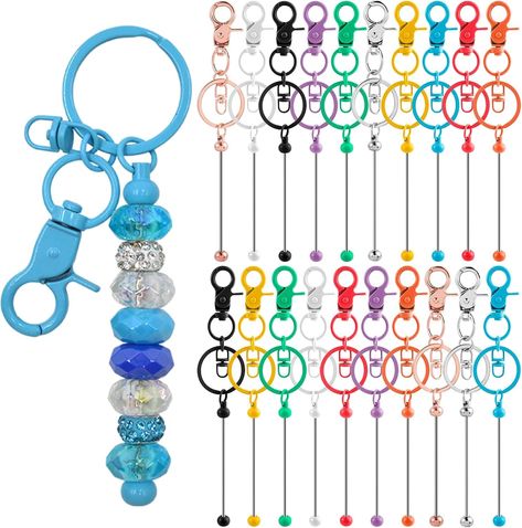 Amazon.com: DNLEGULI 20 Pieces Beadable Keychains Bars - Diy Multicolor Blank Beadable Keychains Bulk - Keychain Bars for Beads Suitable for Silicone & Rubber - Beaded Keychain Making Kit for Handmade Gift Homemade Keychains, Make Your Own Keychain, Trendy Keychains, Beadable Items, Keychain Beads, Beads Ornaments, Rubber Bead, Keychain Making, Bead Keychain