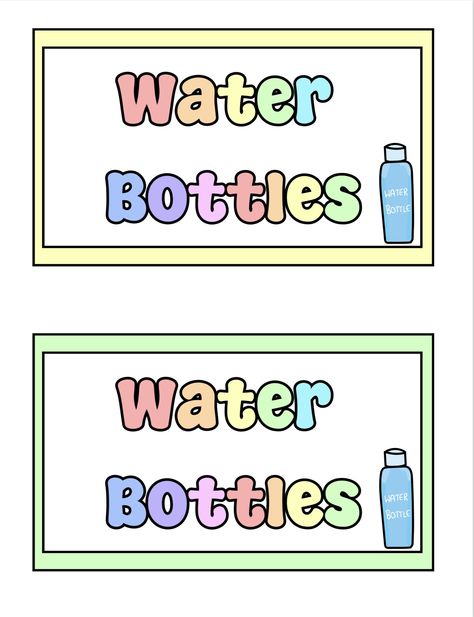 Water Bottle Station, Bottle Station, Sign For Classroom, Life Skills Kids, Kindergarten Classroom Management, Pacifier Storage, Instructional Materials, Schedule Cards, Class Room