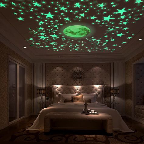 Glow In The Dark Room, Stars And Galaxy, Dark Room Decor, Sky Ceiling, Dark Ceiling, Dark Stars, Kitchen Wall Decals, Glow Stars, Star Ceiling