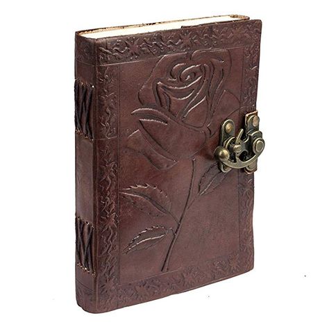 Amazon.com : TUZECH Genuine House Leather Journal Notebook Vintage Style Diary with Engraved Rose Brown 7 Inches : Office Products Vintage Writing, Leather Journal Notebook, Leather Bound Journal, Handmade Leather Journal, Diary Book, Girls Diary, Diary Notebook, Journal Vintage, Writing Notebook