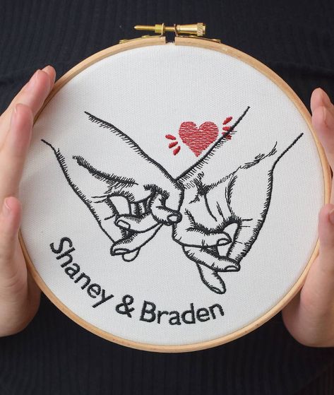 Fabric Wall Hangings, Romantic Embroidery, Personalised Embroidery, Valentines Day Wedding, Wedding Embroidery, Siluete Umane, Fabric Wall Hanging, Hand Embroidery Videos, Basic Embroidery Stitches