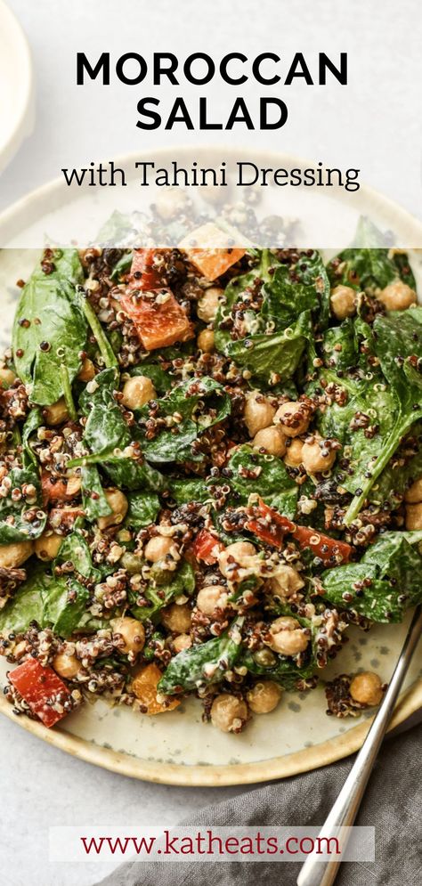 Moroccan Sides, Moroccan Lunch, Moroccan Side Dishes, January Meals, Moroccan Foods, Chickpea Quinoa Salad, Salad With Carrots, Perfect Salad Recipe, Chickpea Quinoa