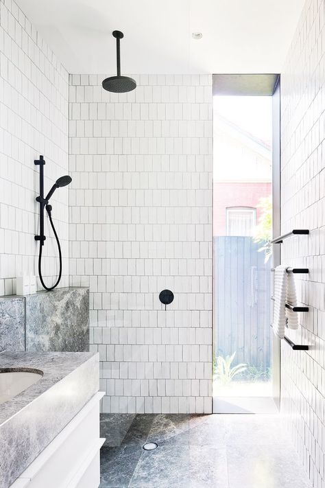 This simple detail transforms the style of any bathroom. Take a look at the bathroom tile ideas we're pinning to our home makeover boards. Mim Design, Bad Inspiration, Bedroom Walls, Bad Design, Minimalist Bathroom, Tile Ideas, Bathroom Renos, Laundry In Bathroom, Cool Ideas