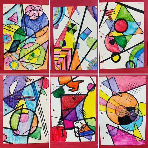 Kandinsky Art Lesson Middle School, Art Lesson Ideas Primary, Grade 2 Art Ideas Lesson Plans, Kandinsky Inspired Art, Kandinsky Art Projects For Kids, Sixth Grade Art Projects, Jr High Art Projects, Kandinsky Art Projects, Grade 1 Art Ideas