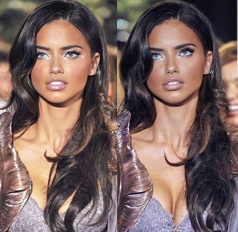 Adriana Lima Style, Model Aesthetic, Victoria Secret Angels, Adriana Lima, Glam Makeup, Pretty Makeup, Beauty Inspiration, Dark Hair, Pretty Face