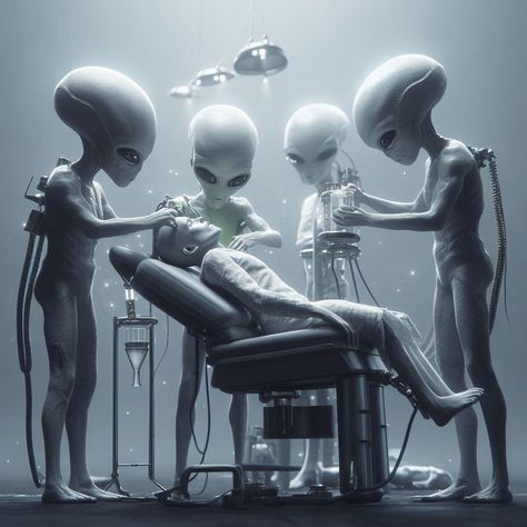 Alien Abduction Art, Group Of Aliens, Alien Looking People, Alien Experiment, Alien Abduction Photography, Realistic Alien Concept Art, Alien Civilization, Third Eye Art, Aliens Meme