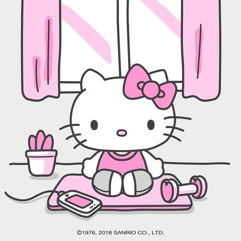 Hello Kitty Working Out, Hello Kitty Gym, Cartoon Inspiration, Hello Kitty Vans, Images Hello Kitty, Hello Kitty Images, Hello Kitty Aesthetic, Kitty Art, Kitty Drawing