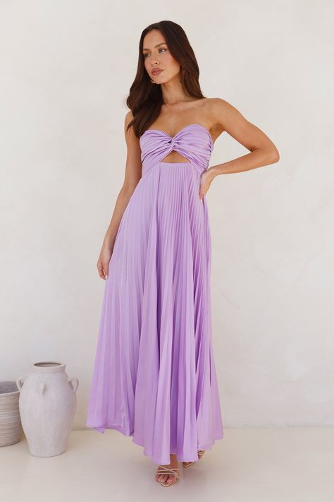 Frosted Berry Strapless Pleated Maxi Dress Lilac Light Purple Bridesmaid Dresses, Long Spring Dresses, Pastel Blue Dress, Purple Long Dress, Purple Bridesmaid Dress, Fancy Event, Lilac Bridesmaid Dresses, Dresses Flowy, Dress Lilac