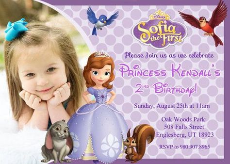 sofia the first invitations etsy - Google Search Sofia Birthday Invitation, Sofia The First Invitation, Princess Sofia Birthday, Sophia The First, Sofia The First Party, Sofia The First Birthday Party, Princess Invitation, Sofia Party, Invitation Layout