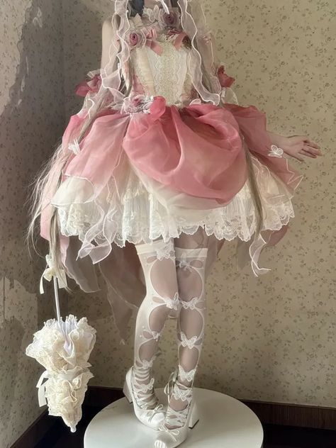 Cupid Outfit Ideas, Cupid Core Outfits, Cupid Inspired Outfits, Angelic Pretty Dress, Cupid Aesthetic, Pfp Cutecore, Dollcore Outfits, Lolita Outfits, Frilly Dresses