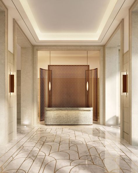 Lobby Floor Design, Luxury Marble Flooring, Studio Munge, Floor Pattern Design, Marble Floor Pattern, Inlay Flooring, Marble Flooring Design, Elevator Interior, Marble Interior